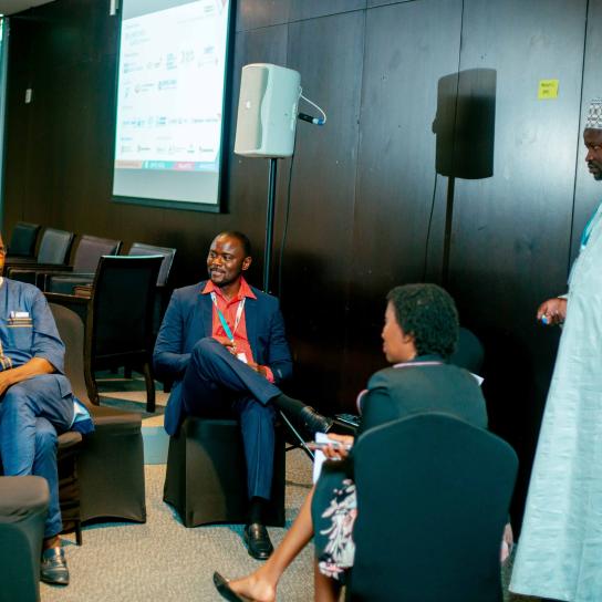 Balla Jatta from Gambia facilitates a group discussion at a workshop